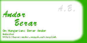 andor berar business card